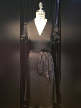 Black Bias Cut 60's Jackie O Midi Dress